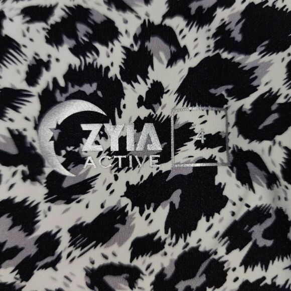 Zyia Active Womens Black White Leopard Print Leggings 4 - Picture 4 of 4